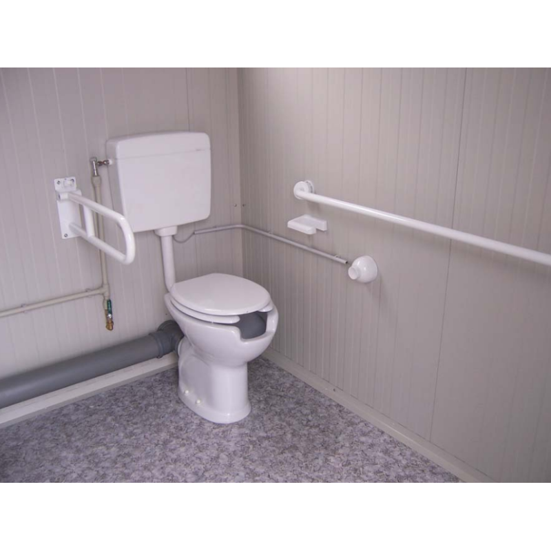 Bloco sanitário PMR novo com WC PMR, lavatório PMR, WC padrão e lavatório – Image 5